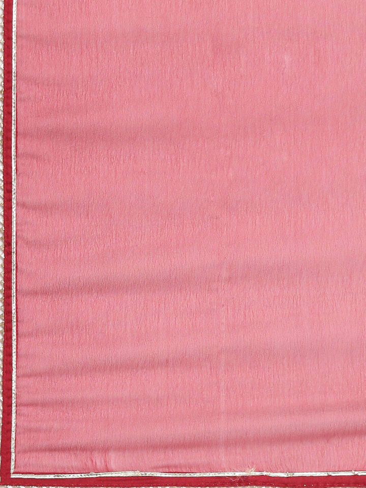 Neerus Red cotton printed Anarkali suit set - detail view 4