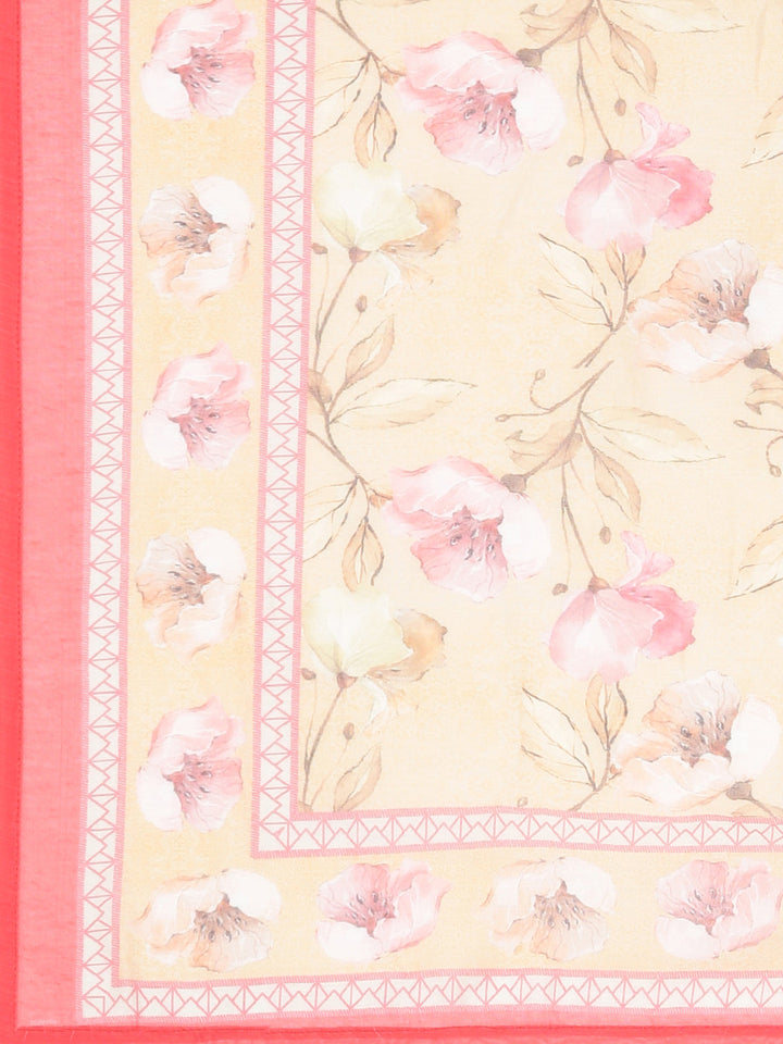 Neerus Yellow silk printed anarkali suit set - detail view 5