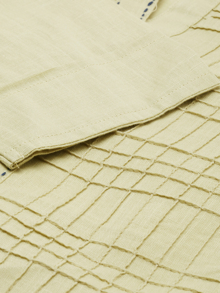 Neerus Beige slub cotton straight kurti - detail view 1