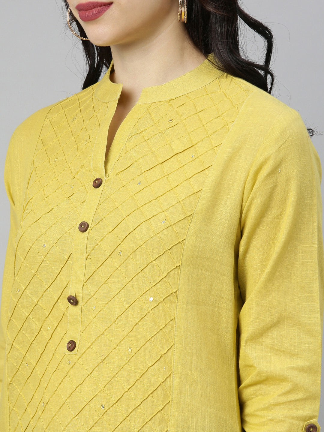 Neerus Green embroidered straight kurta - back view