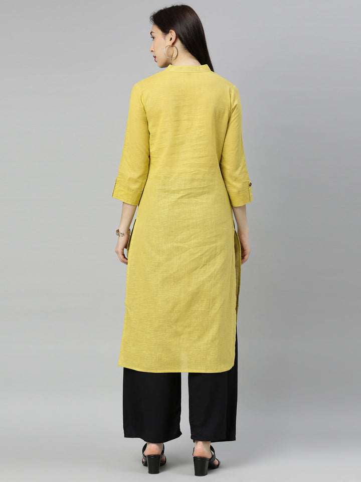 Neerus Green embroidered straight kurta - detail view 4