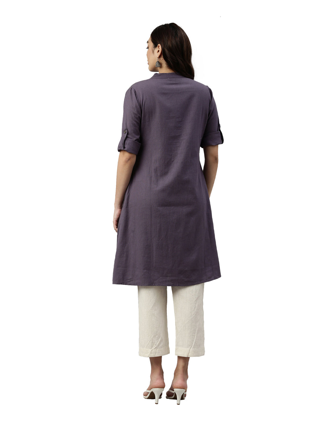 Neerus Grey polyester printed kurta set - detail view 2
