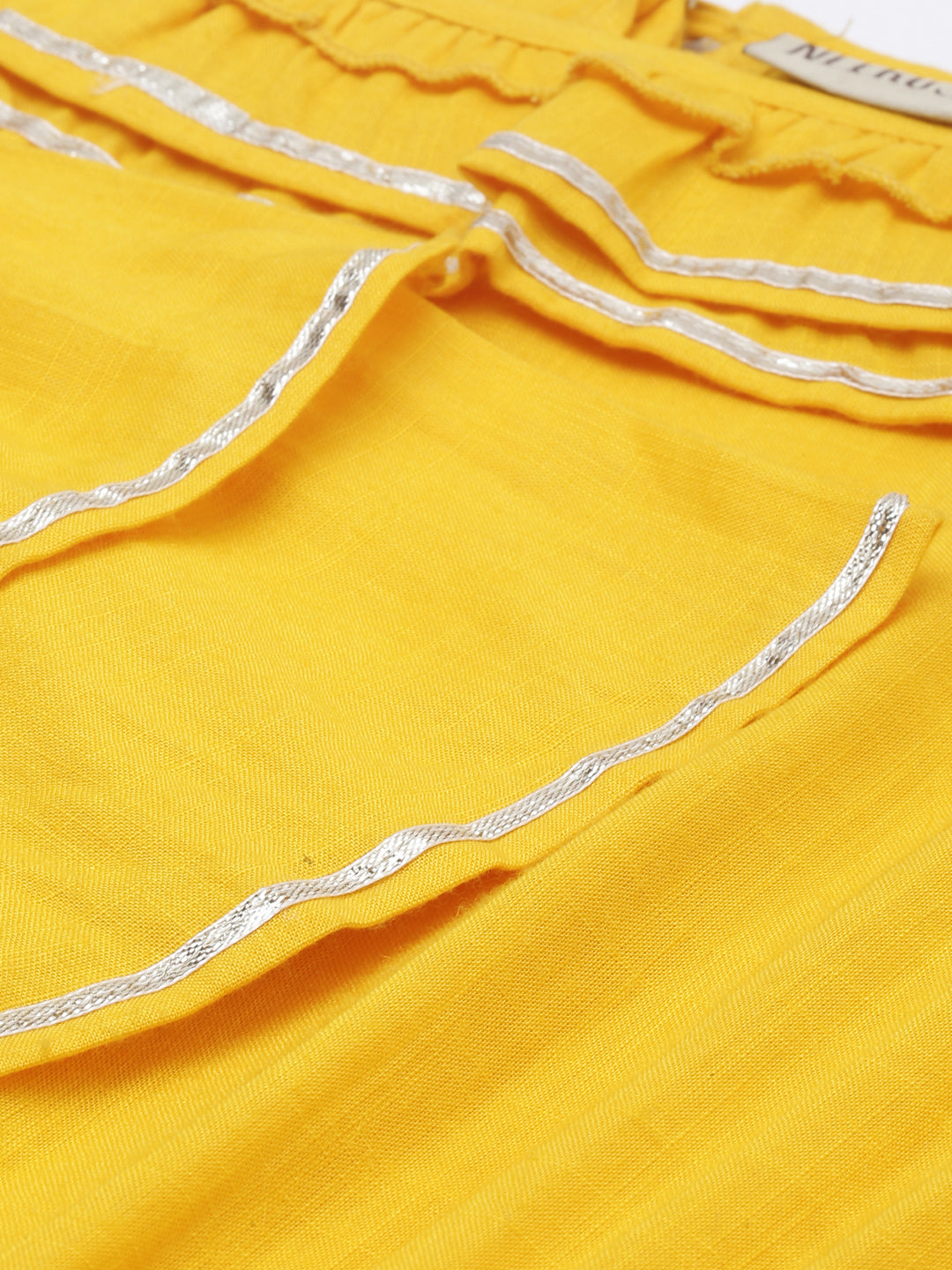 Neerus Yellow rayon flared kurta - detail view 6
