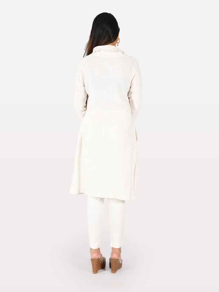 Neerus White printed straight kurta - back view