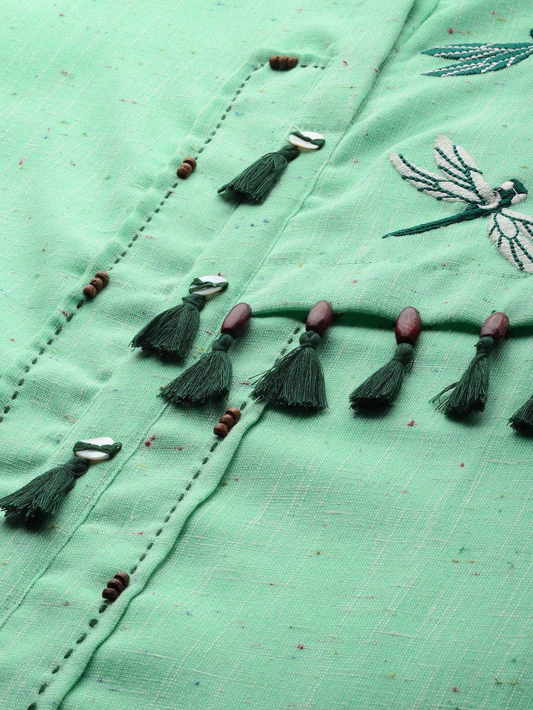Neerus Green Rayon Embroidered Straight Kurta - back view