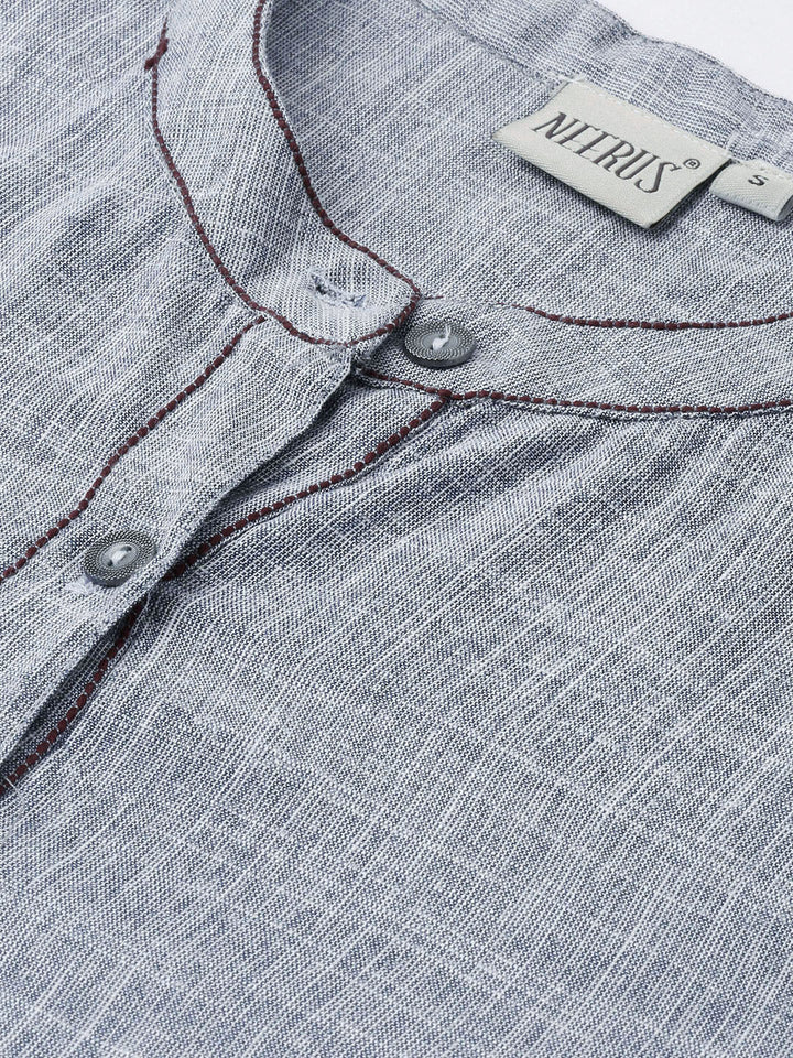 Neerus Grey Rayon Straight Kurta - back view
