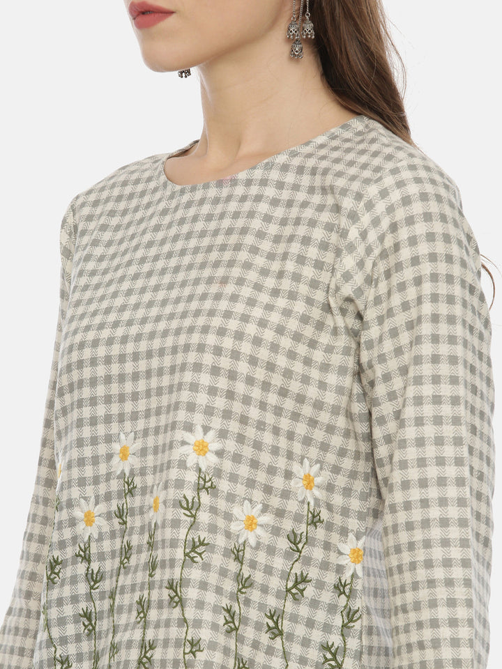 Neerus Grey polyester printed co-ord set - back view
