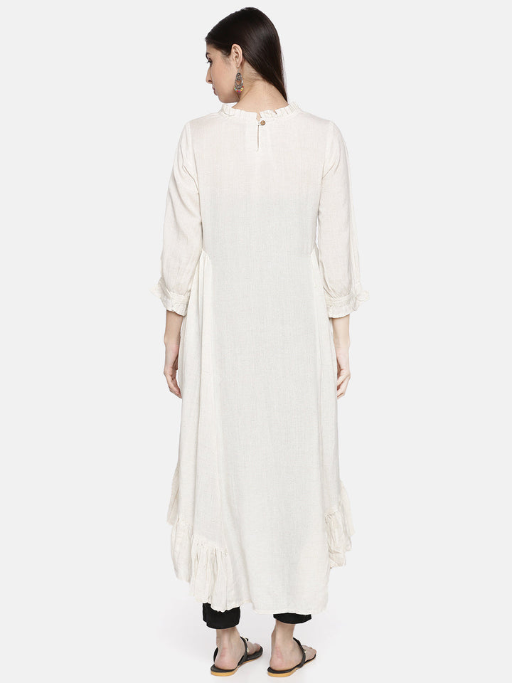 Neerus White embroidered A-line kurta - detail view 1