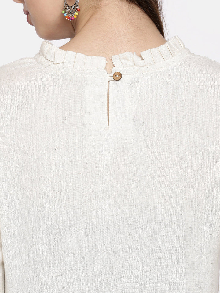 Neerus White embroidered A-line kurta - detail view 2