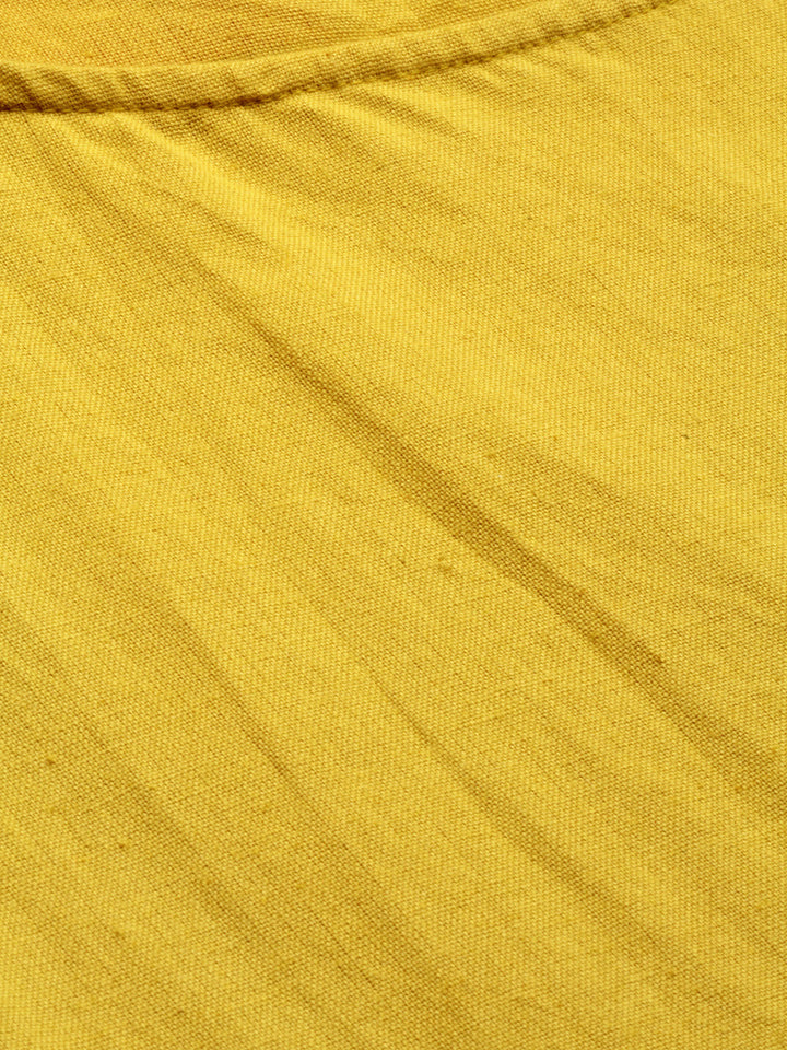 Neerus Yellow solid A-Line Kurti with shrug - side view