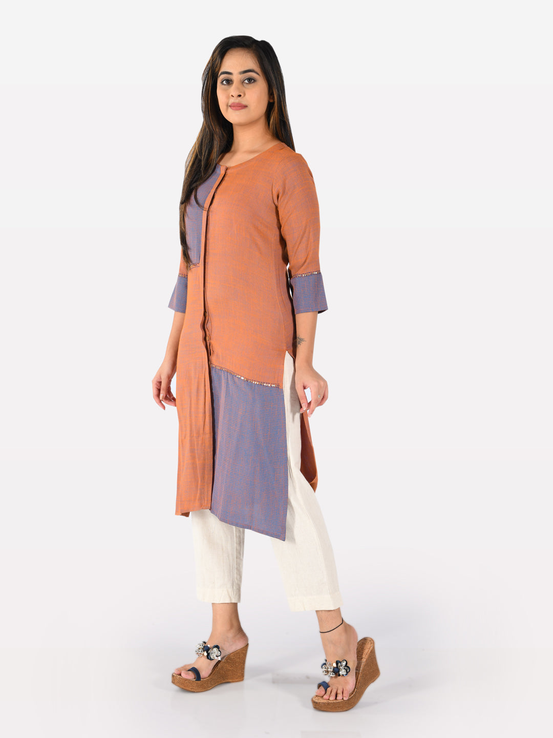 Neerus Multi rayon printed straight kurti - detail view 2