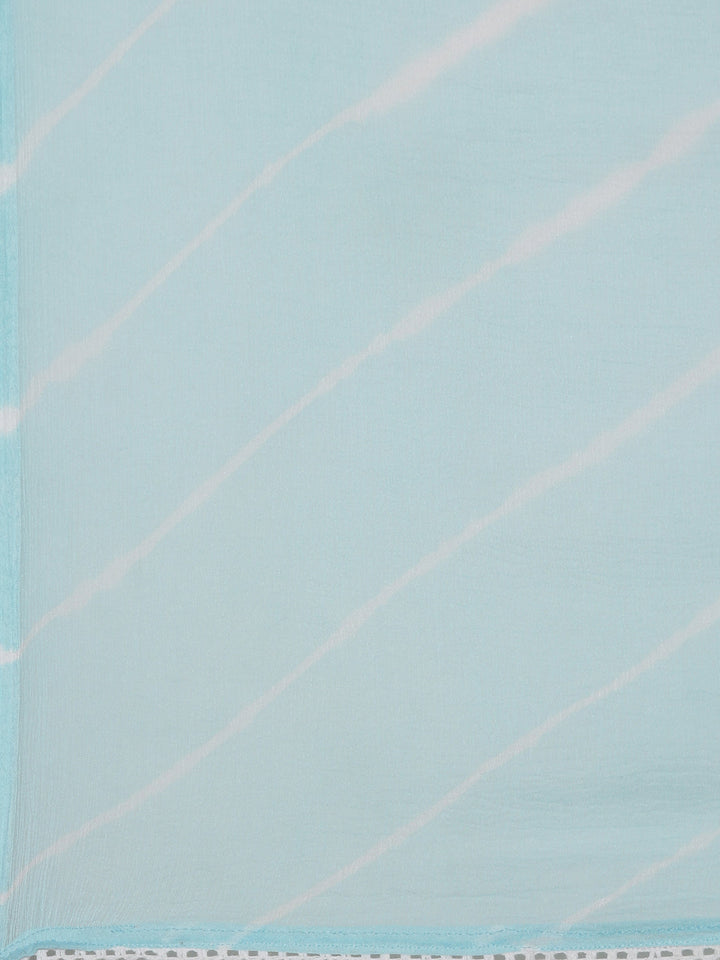 Neerus Blue Chanderi Embroidered Kurta Set - detail view 4