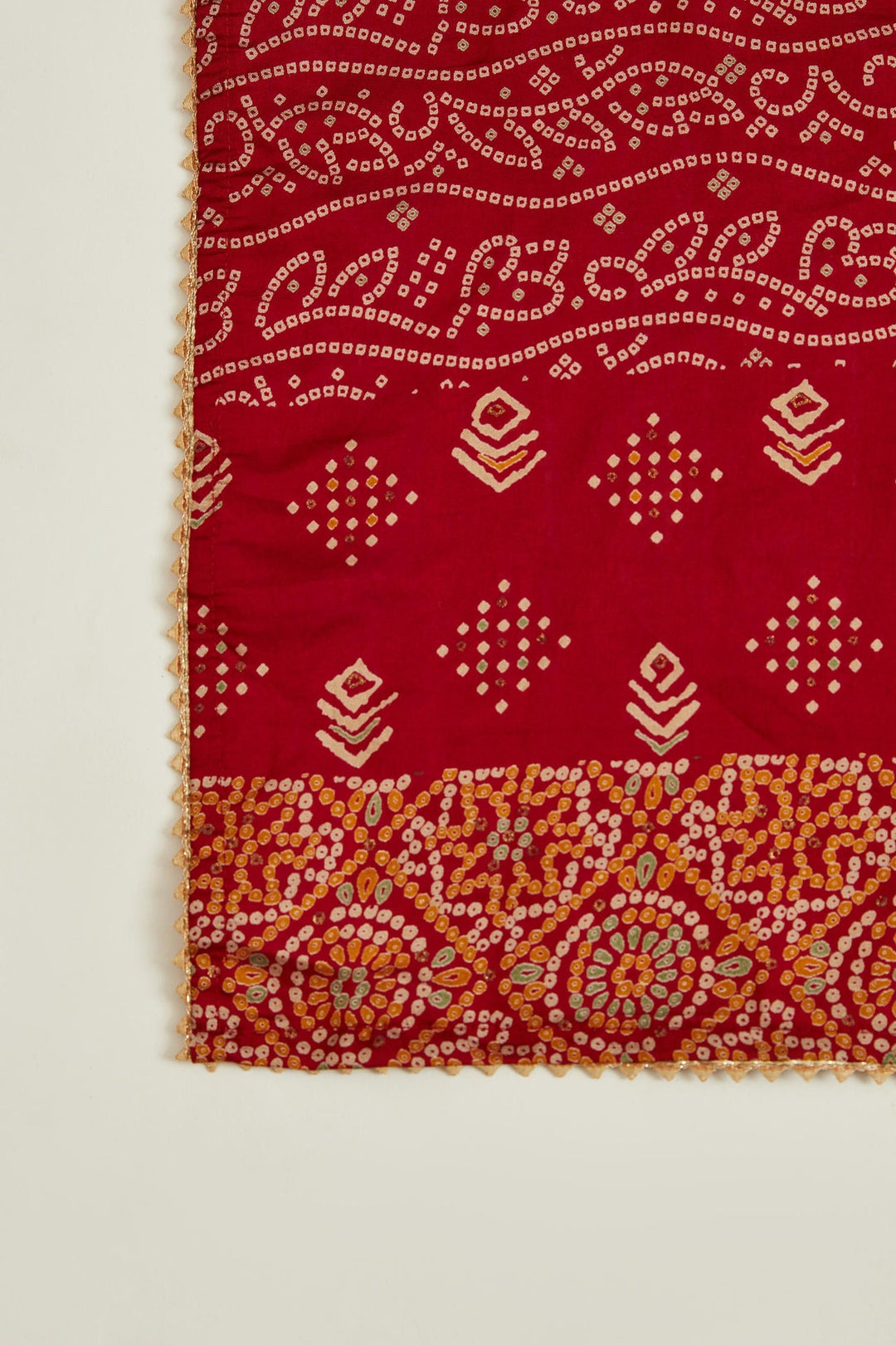 Neerus Maroon muslin mirror work kurta set - detail view 4
