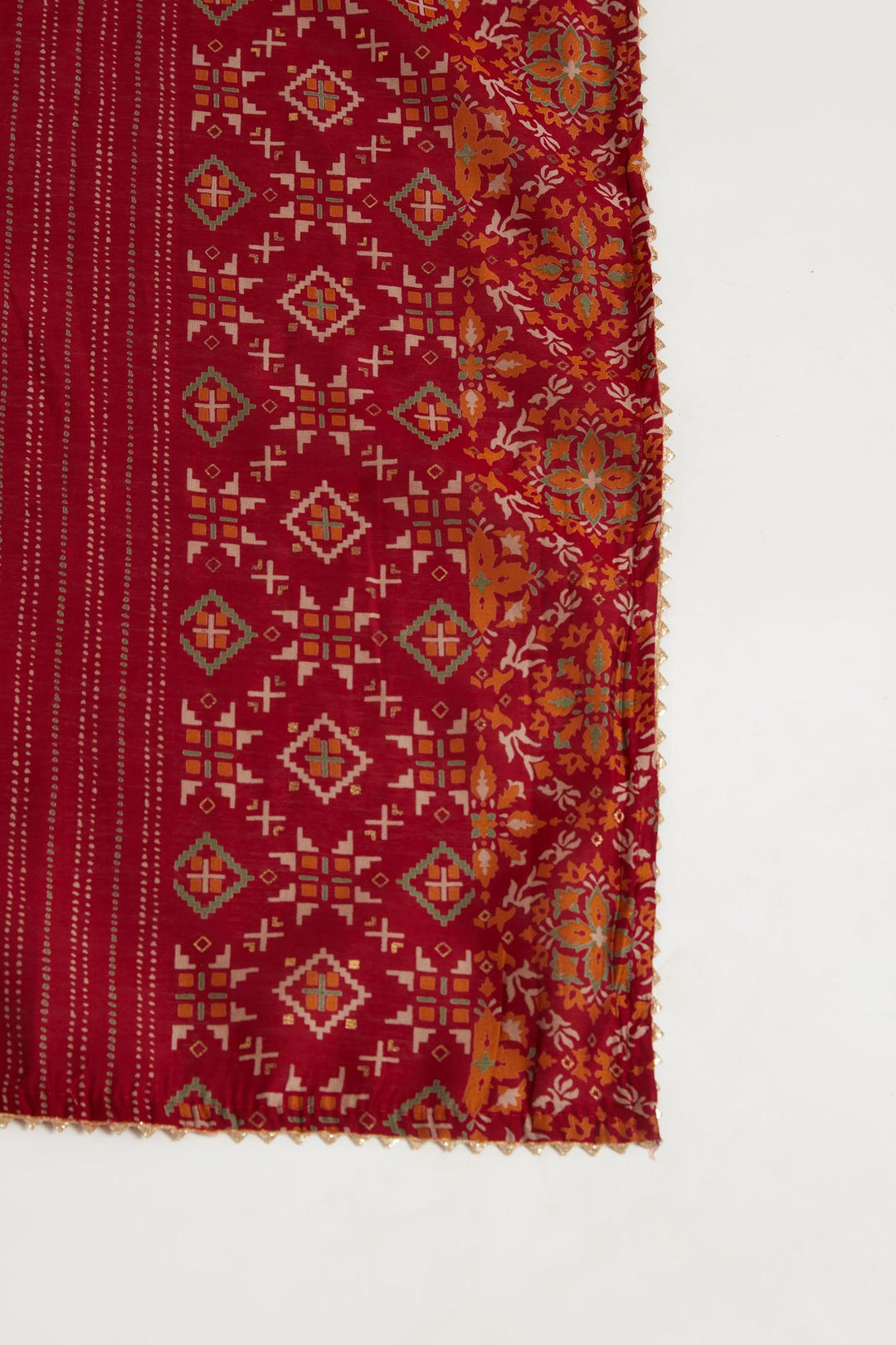 Neerus Maroon muslin printed suit set - detail view 4