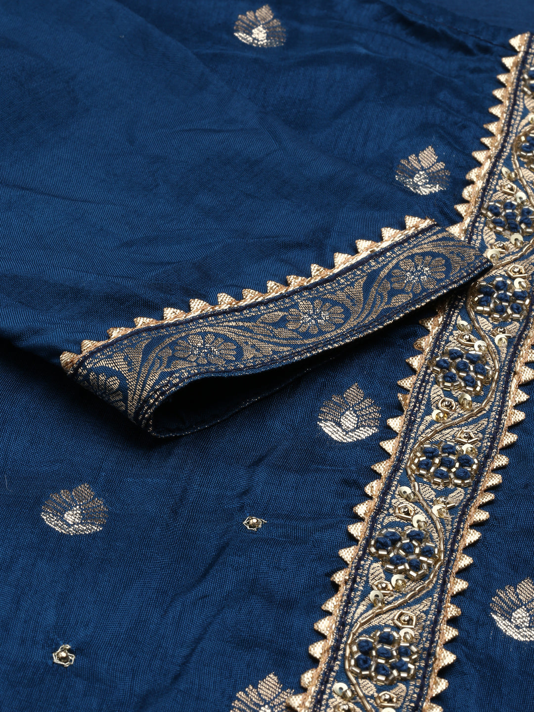 Neerus Blue printed straight suit set - detail view 2