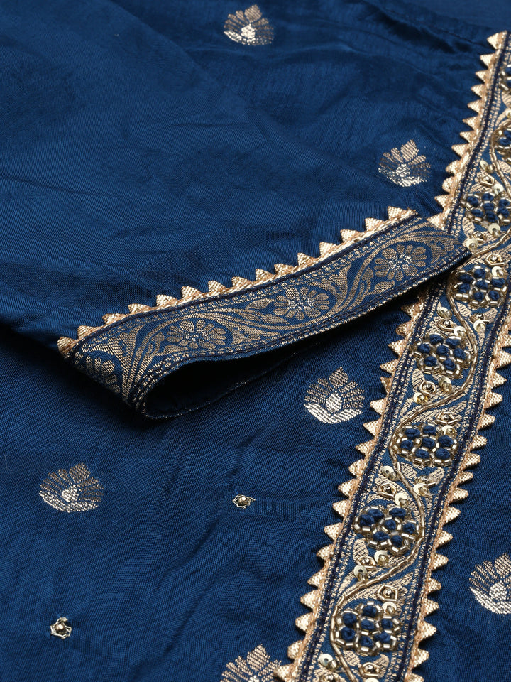 Neerus Blue printed straight suit set - detail view 2