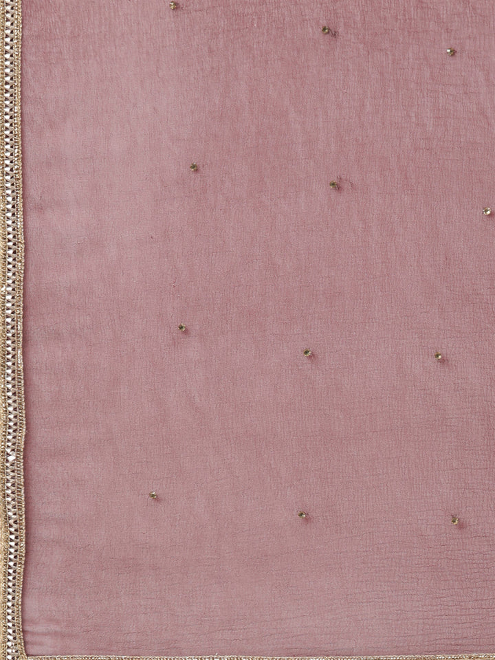 Neerus Maroon Chanderi Printed Kurta Set - detail view 2