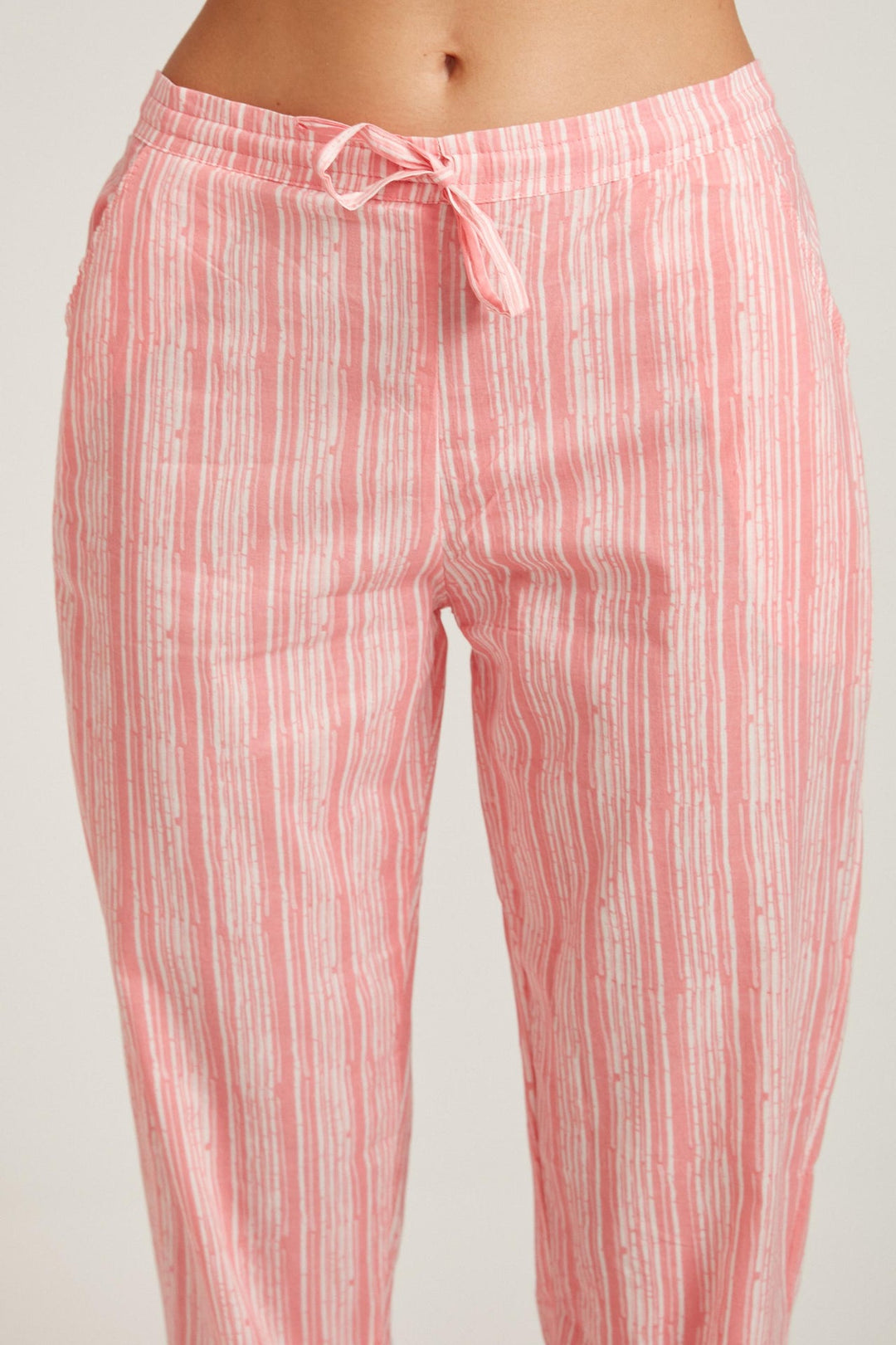 Neerus Pink cotton mirror work kurta set - detail view 1