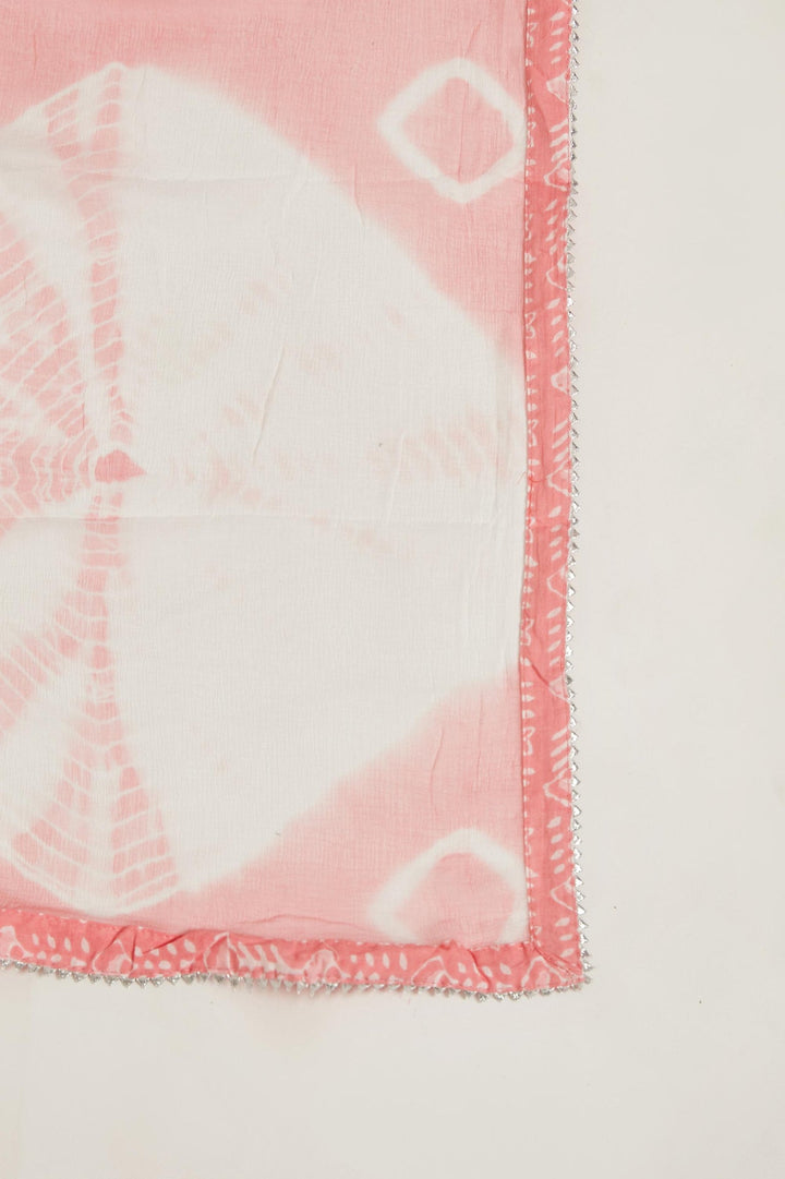 Neerus Pink cotton mirror work kurta set - detail view 4