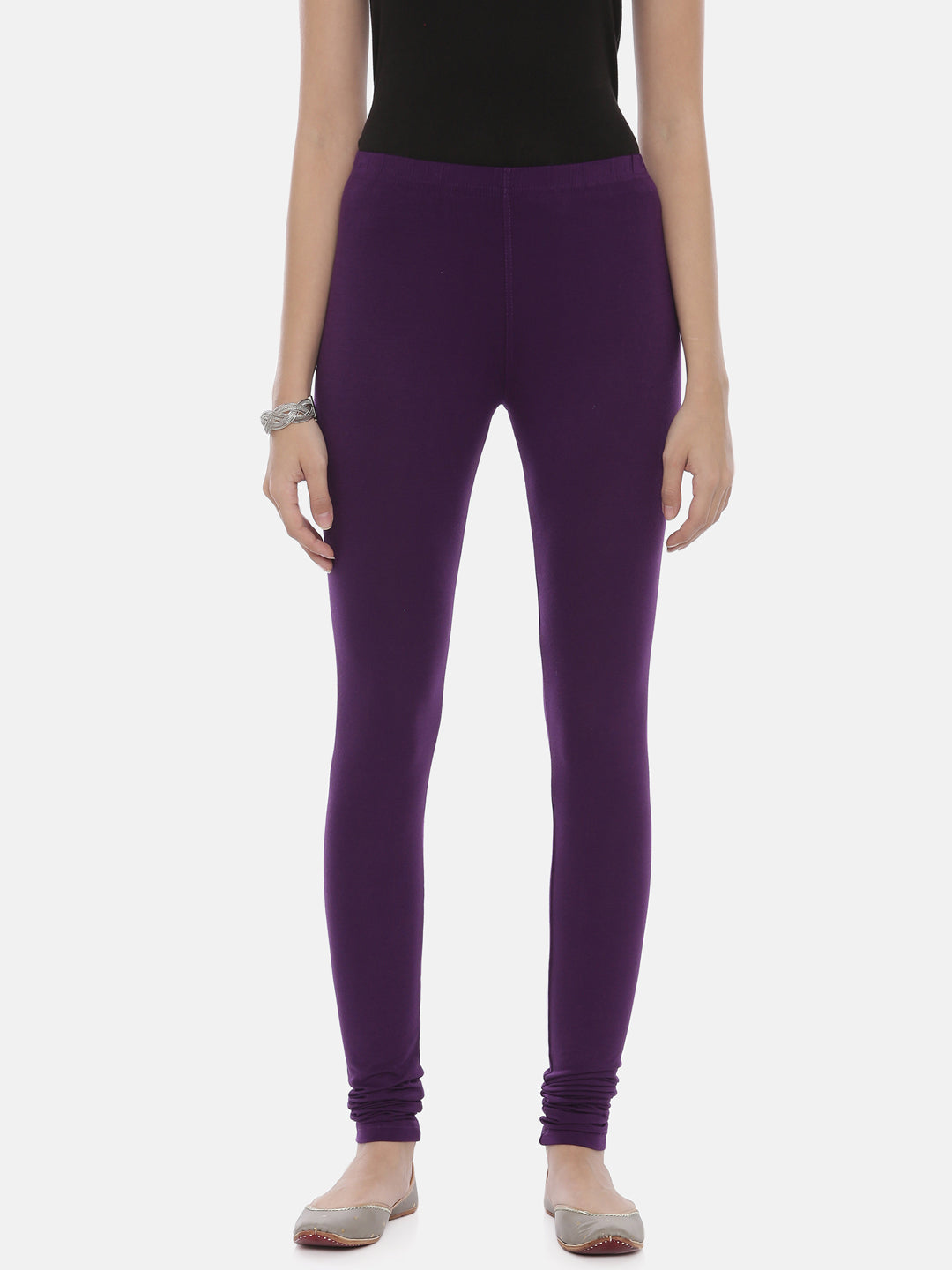 Neerus Purple lycra solid leggings - detail view 16