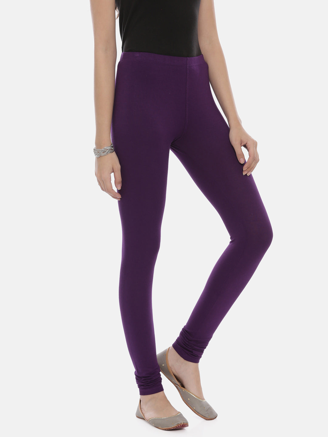 Neerus Purple lycra solid leggings - detail view 13