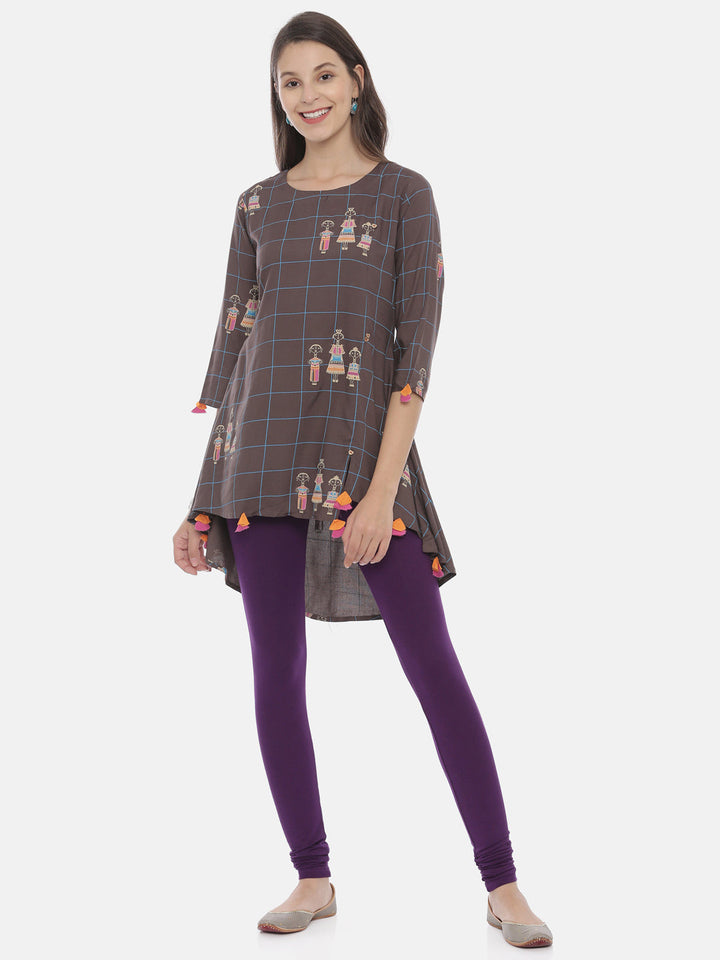Neerus Purple lycra solid leggings - detail view 14