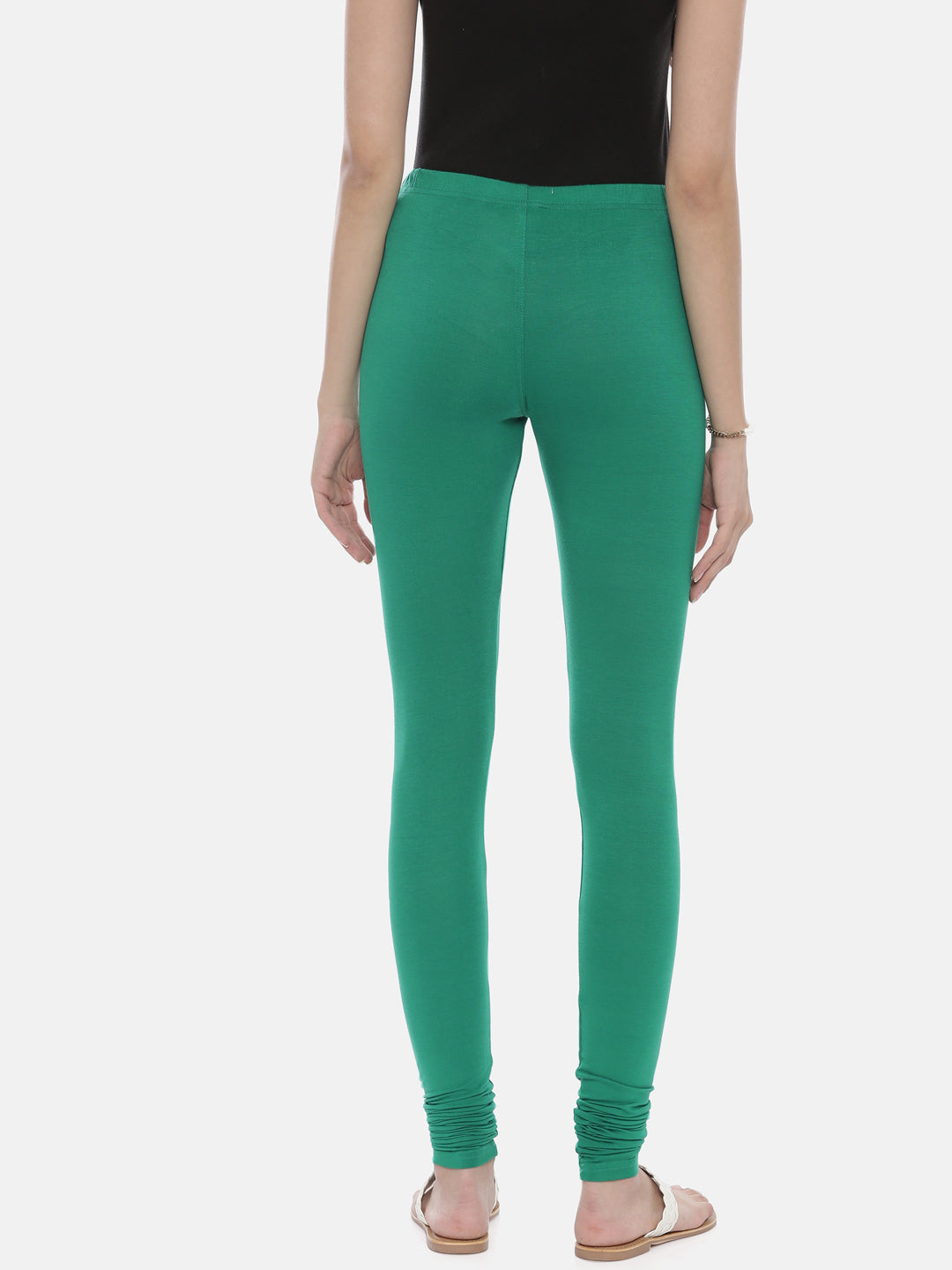 Neerus Green lycra straight leggings - detail view 2