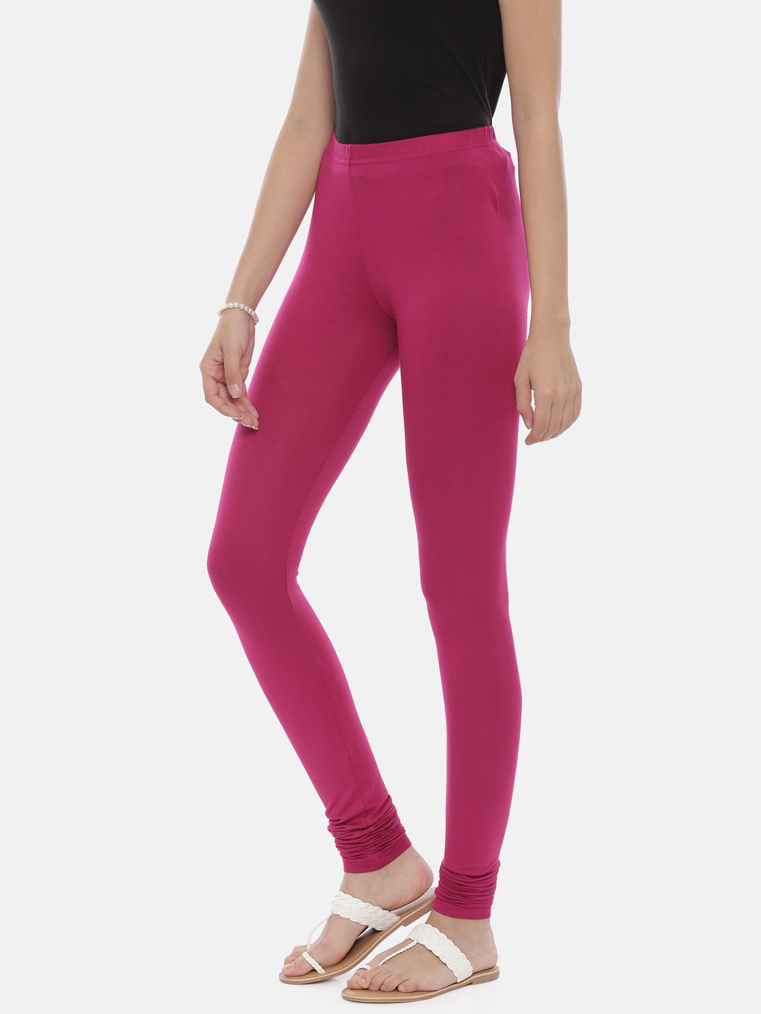 Neerus Pink polyester solid leggings - detail view 22