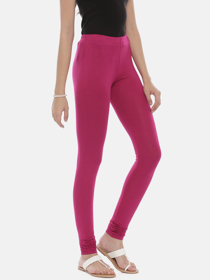 Neerus Pink polyester solid leggings - detail view 12