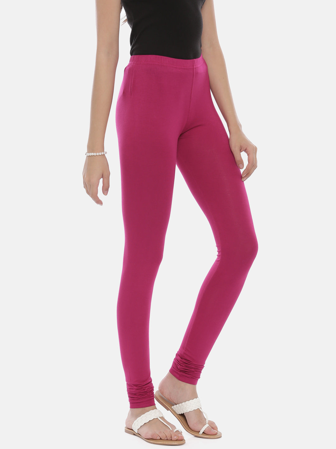 Neerus Pink polyester solid leggings - detail view 1