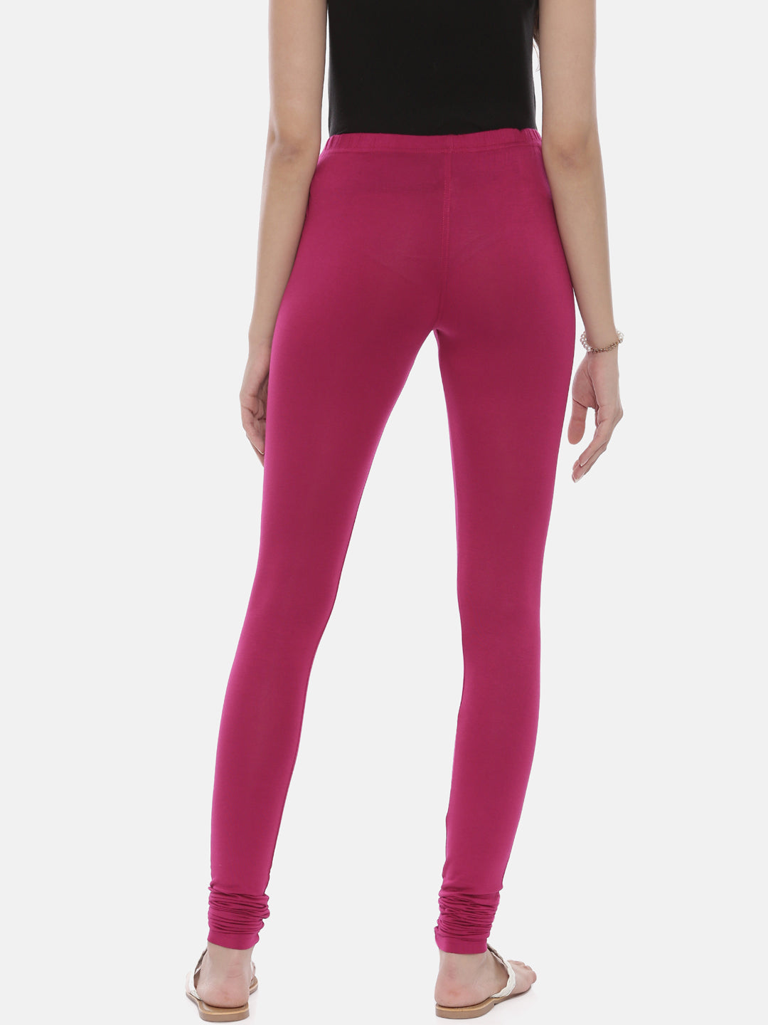 Neerus Pink polyester solid leggings - detail view 13