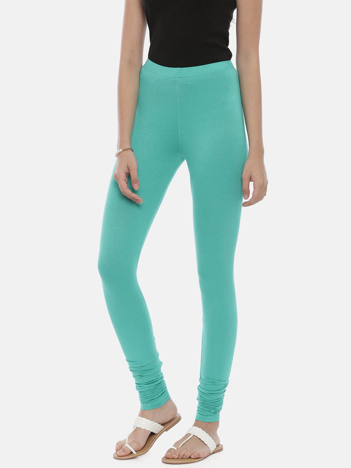 Neerus Green lycra solid leggings - detail view 10