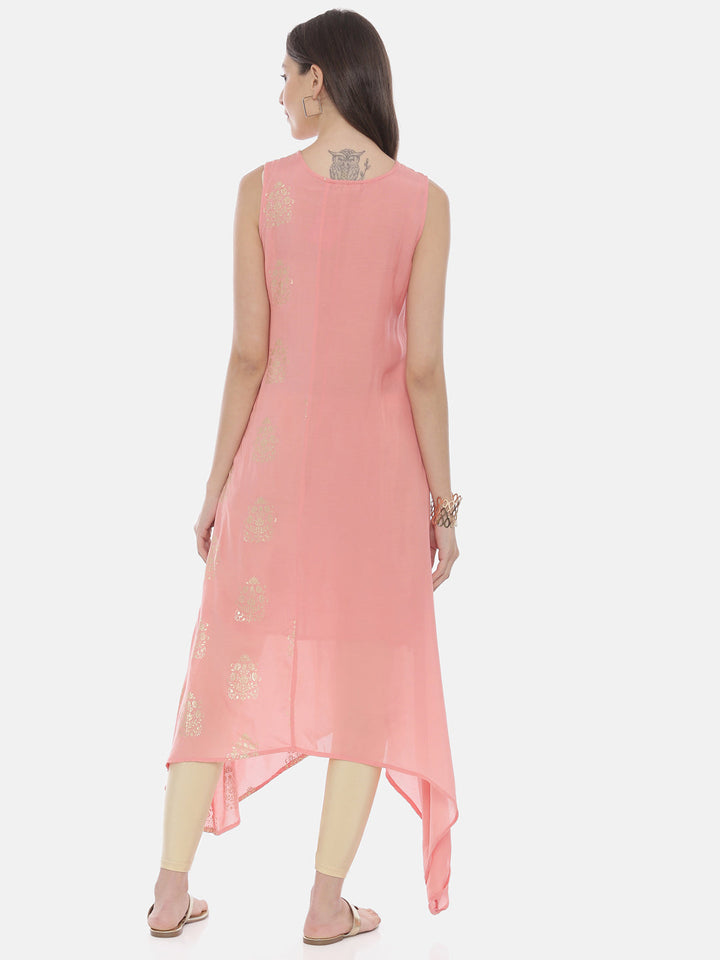 Neerus Pink embroidered A-line kurta - detail view 1