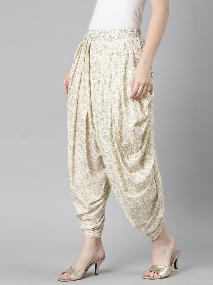 Neerus Beige solid dhoti pant - back view