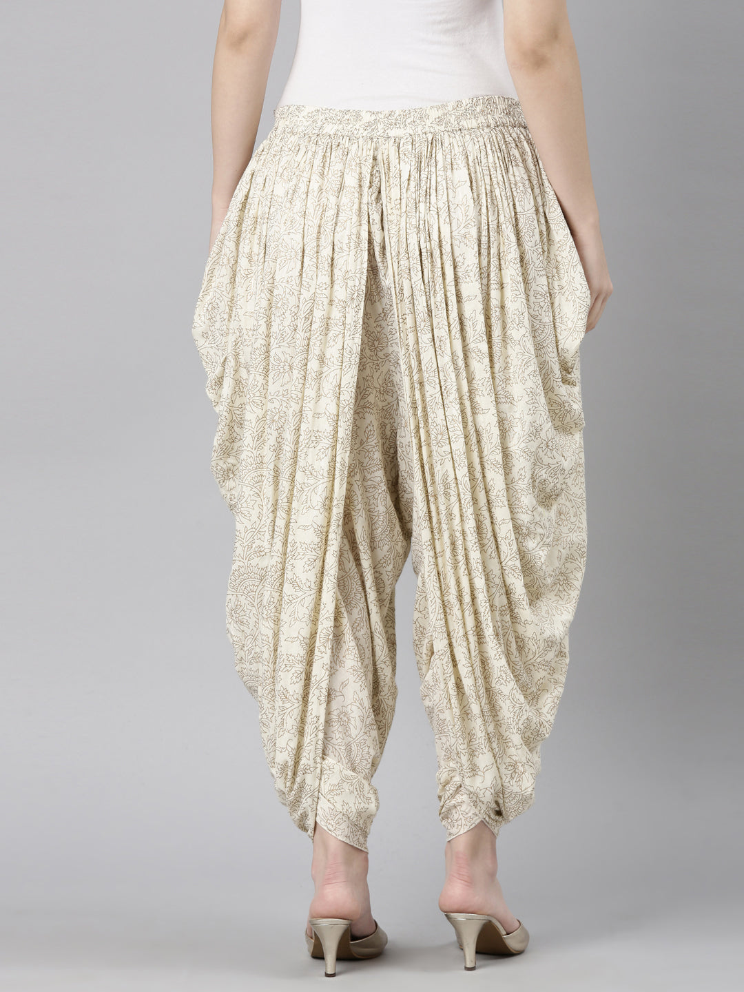 Neerus Beige solid dhoti pant - detail view 1