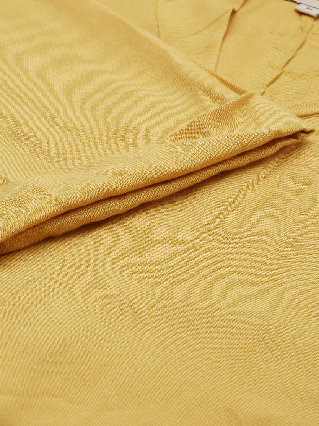 Neerus Yellow embroidered high-low kurta - detail view 2