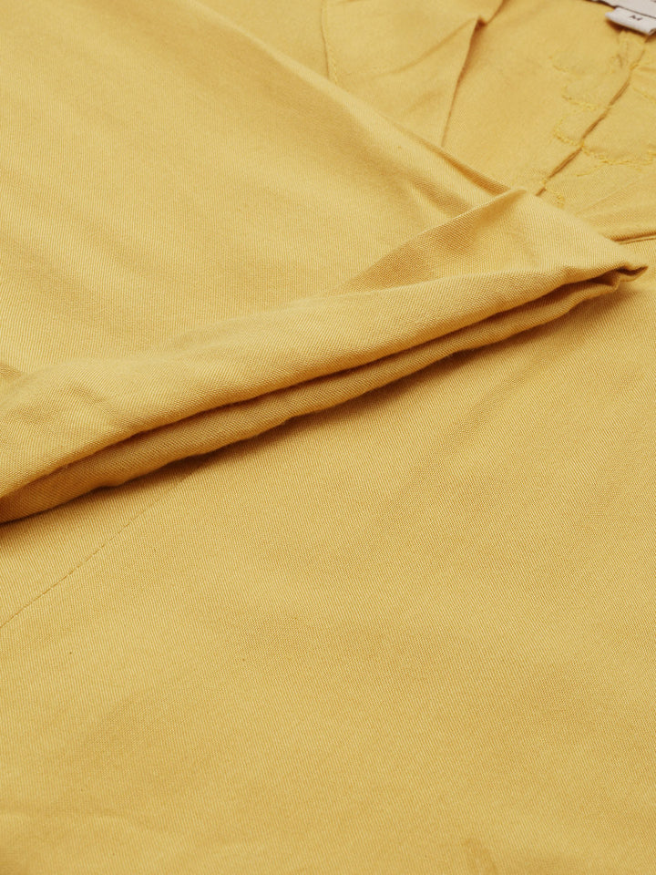 Neerus Yellow embroidered high-low kurta - detail view 2