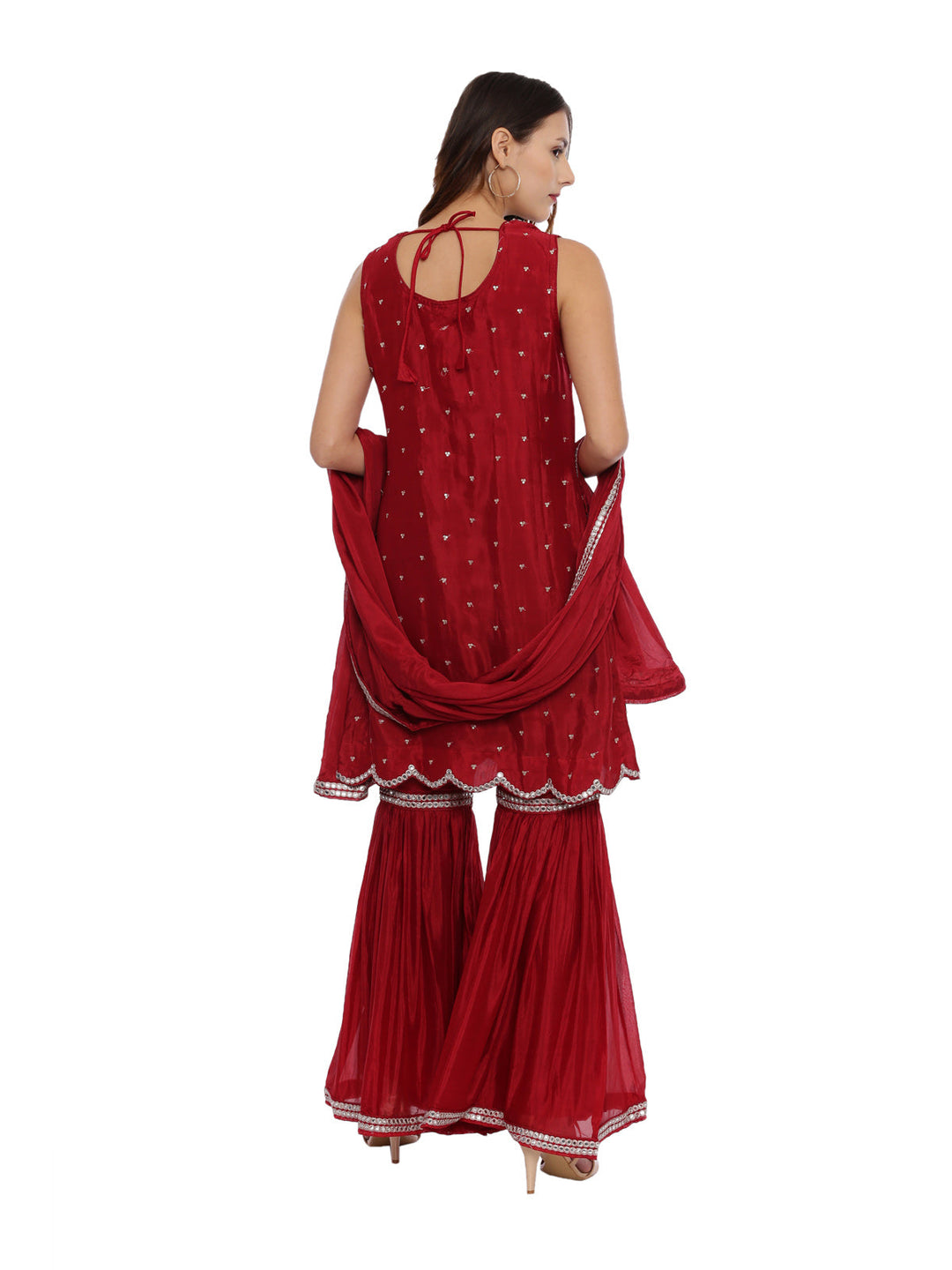 Neerus Maroon Georgette Embellished Suit Set - detail view 1