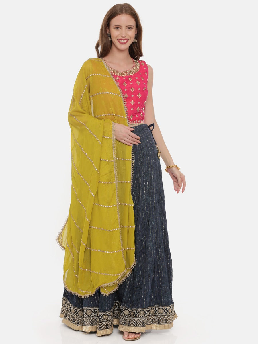 Neerus Multi georgette embellished lehenga set - front view