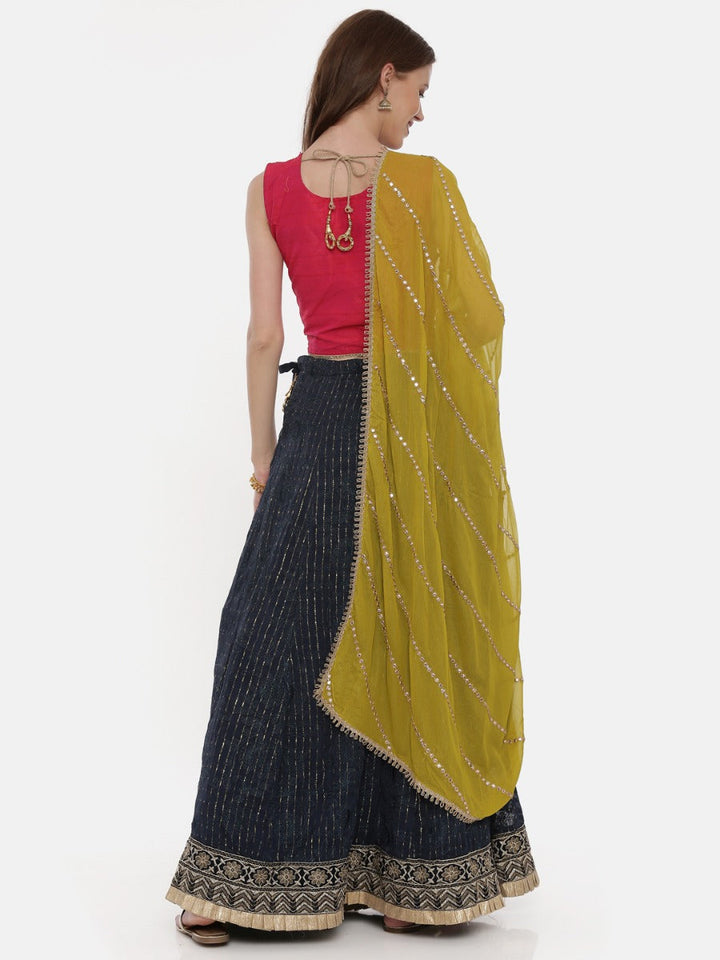 Neerus Multi georgette embellished lehenga set - back view