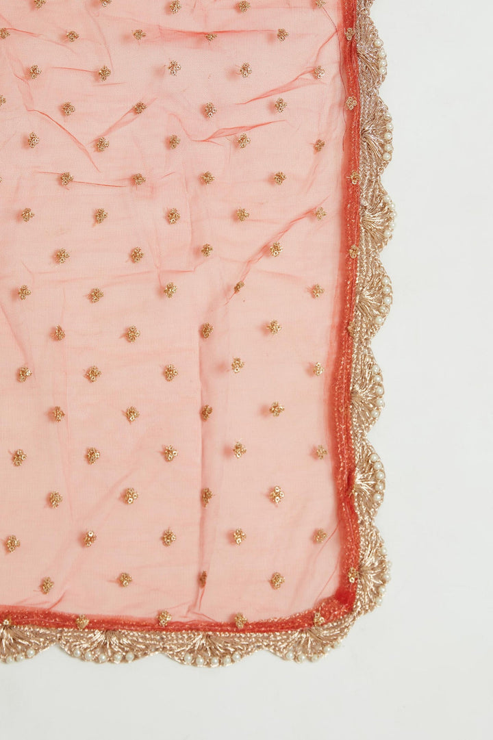 Neerus Red georgette embroidered Anarkali suit set - detail view 2