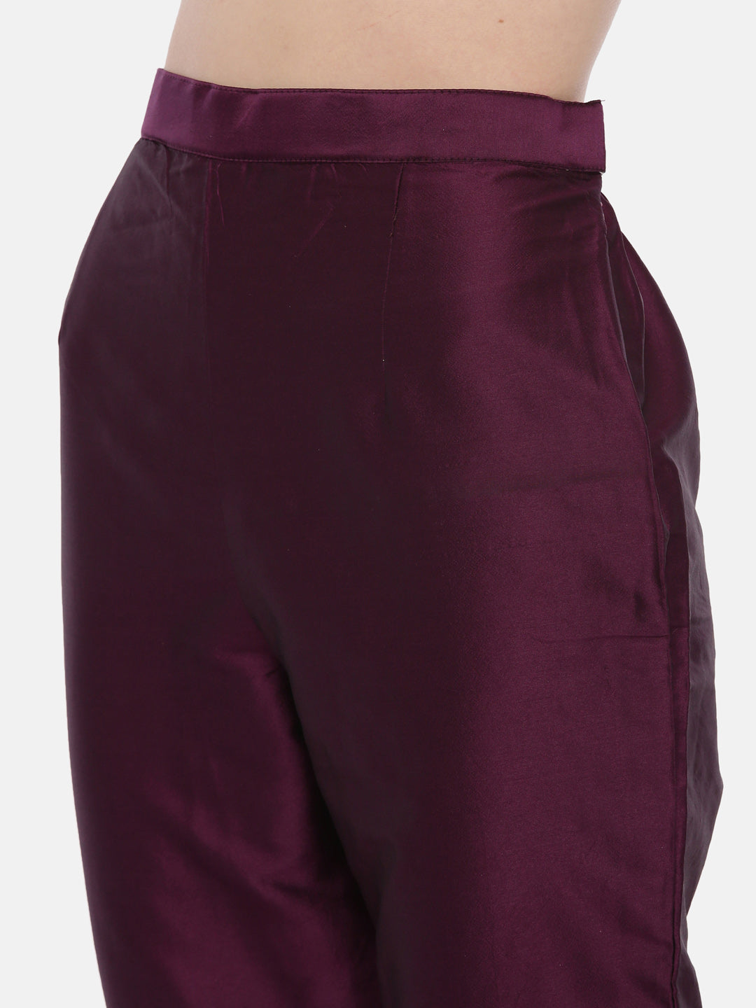 Neerus Maroon silk suit set - detail view 1
