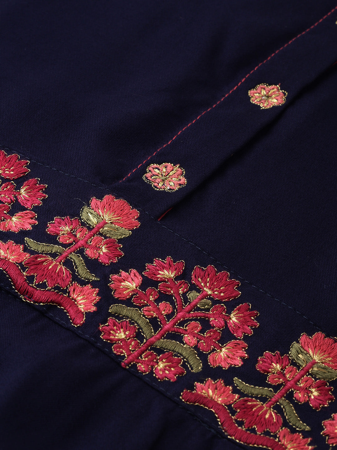 Neerus Blue viscose rayon thread embroidered anarkali kurta - back view