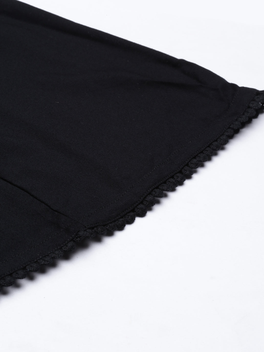 Neerus Black solid flared palazzo - detail view 4