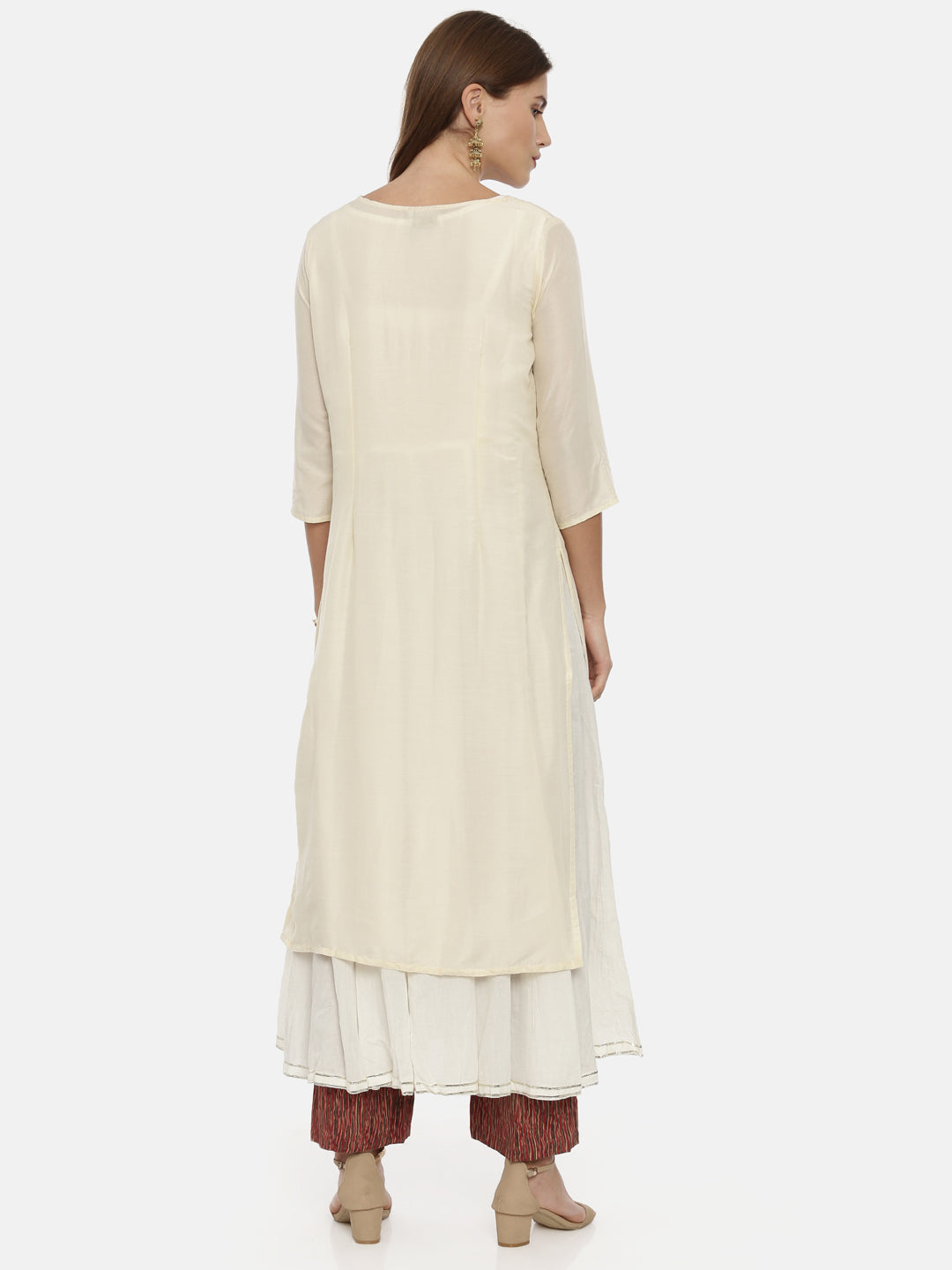 Neerus Beige muslin solid kurti - detail view 2