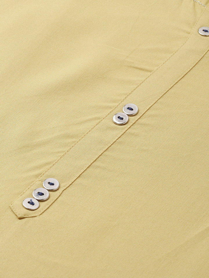 Neerus Yellow rayon embroidered straight kurta - back view