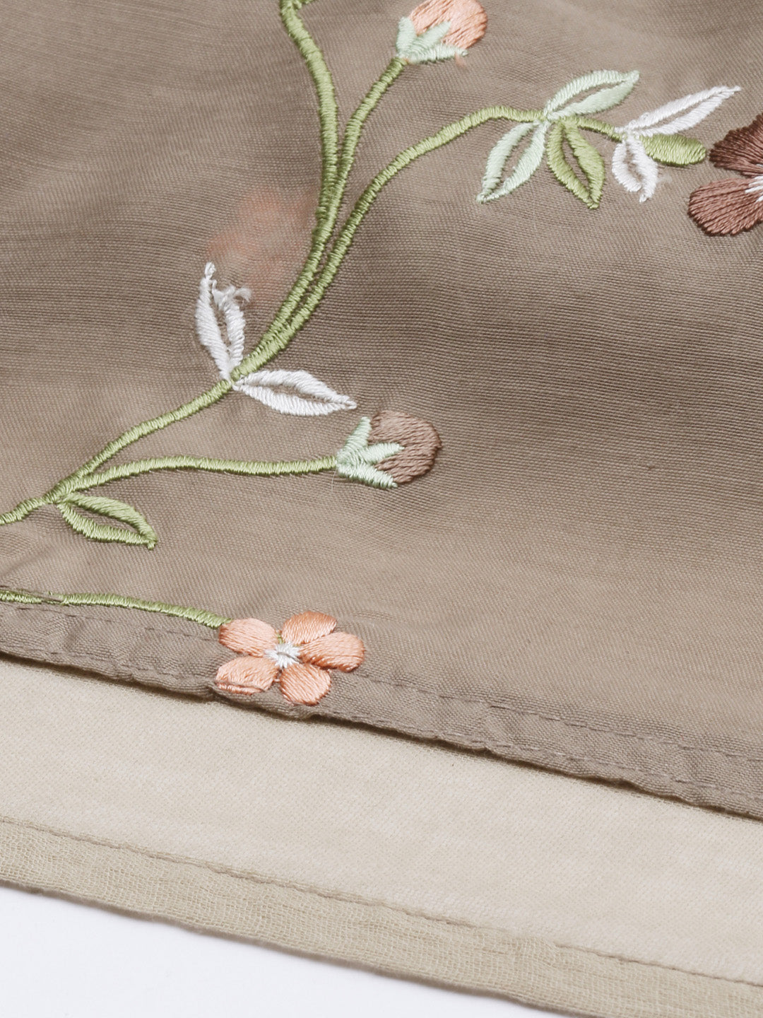 Neerus Beige embroidered kurta set with palazzo - detail view 1