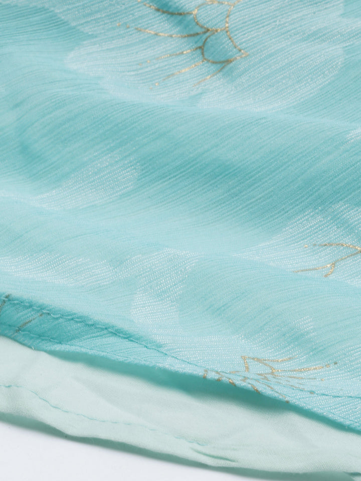 Neerus Green chiffon solid tunic dress - side view