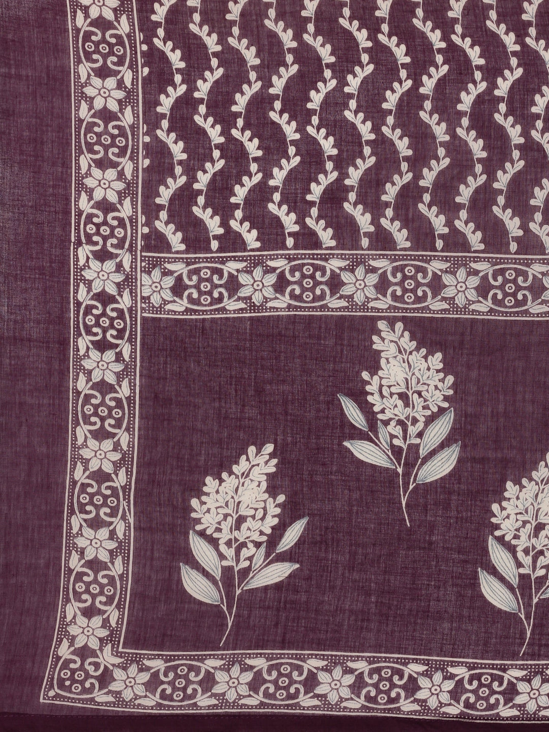 Neerus Purple cotton printed suit set - detail view 5