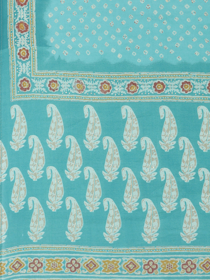 Neerus Green Jute Cotton Embellished Kurta Set - detail view 3